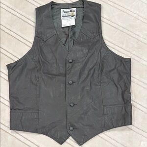 Vintage Pioneer Wear Gray Leather Vest